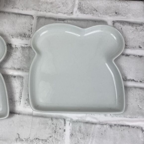 Crate & Barrell Ceramic Toast Plates Set of 2 White - Picture 3 of 6